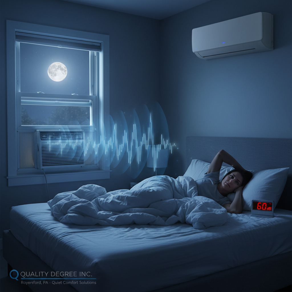 bedroom at night with AC system