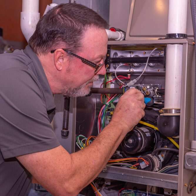 furnace being serviced