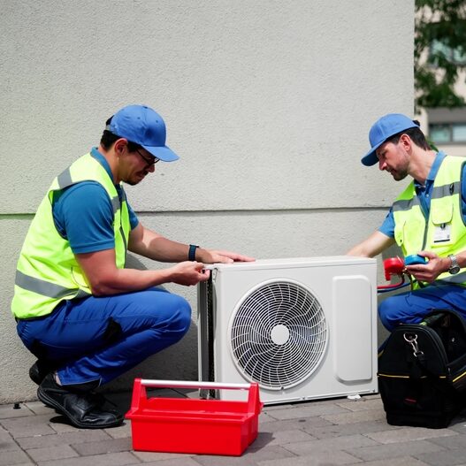 HVAC system being installed
