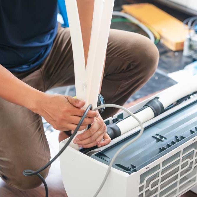 HVAC unit being installed